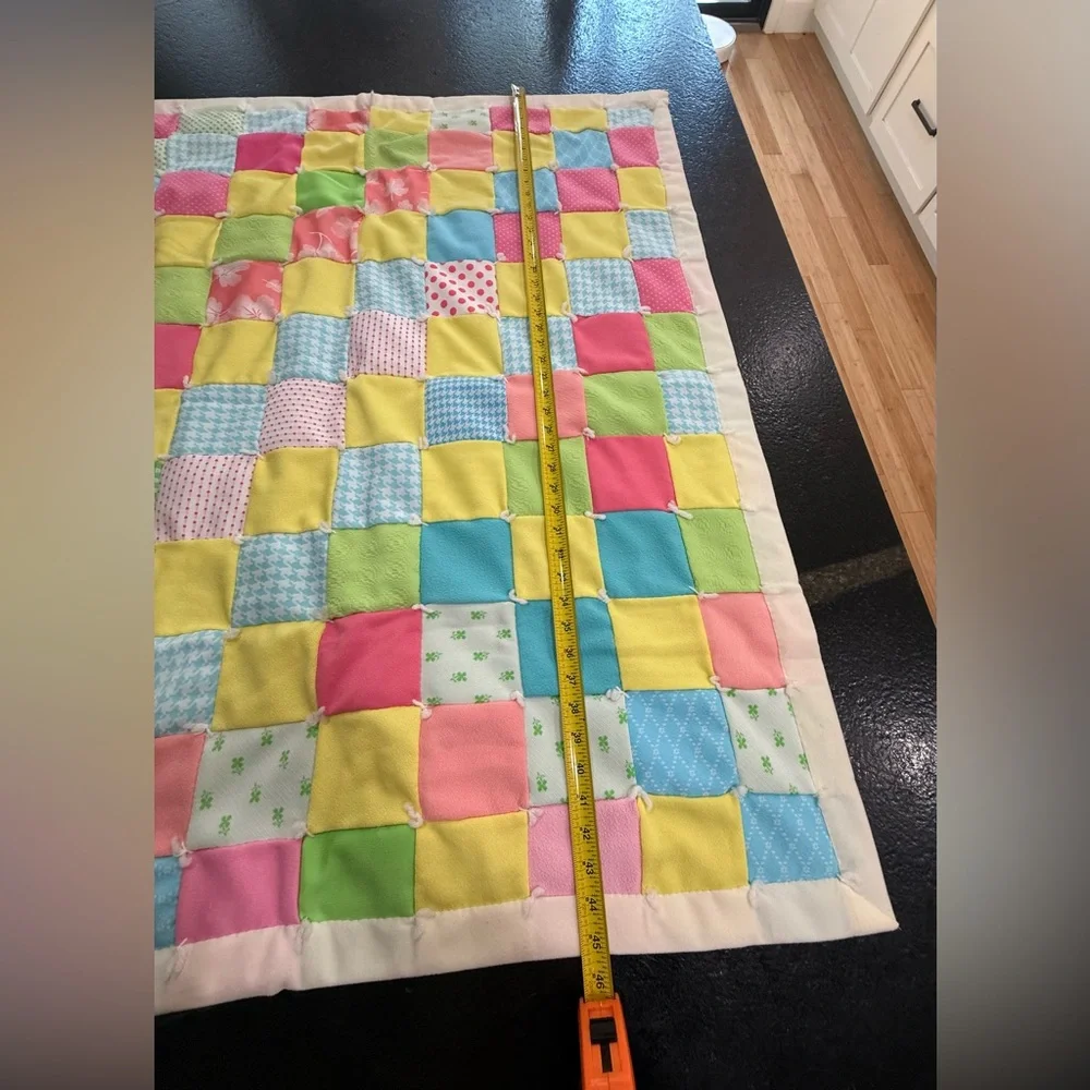 Handmade Colorful Patchwork Baby Quilt — 38” x 45”